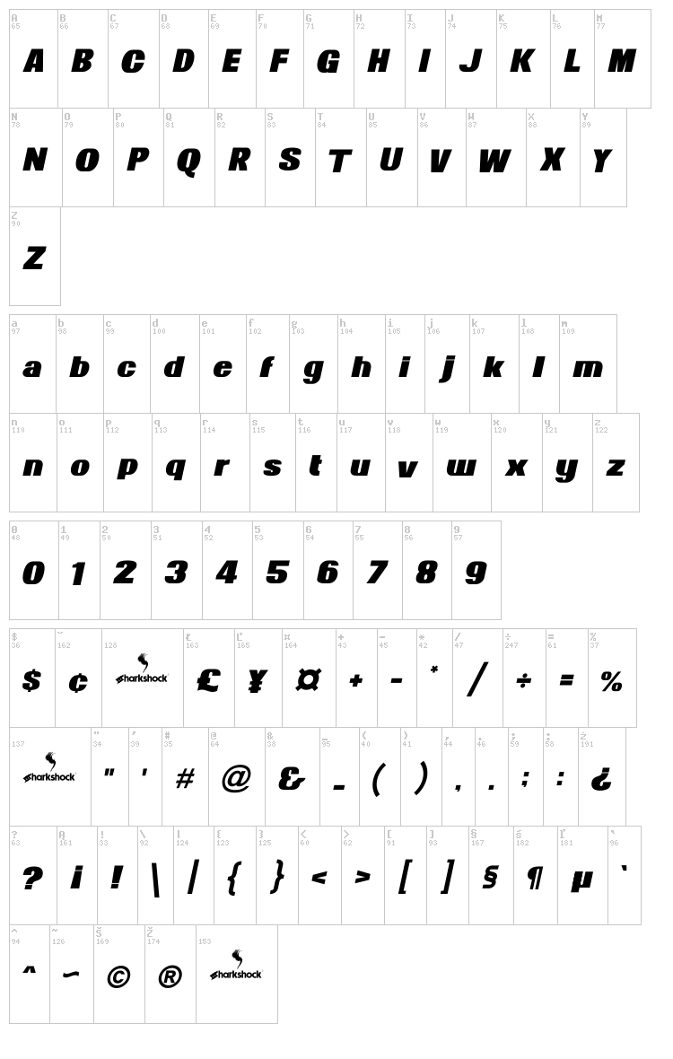News of the World font map